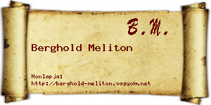Berghold Meliton névjegykártya